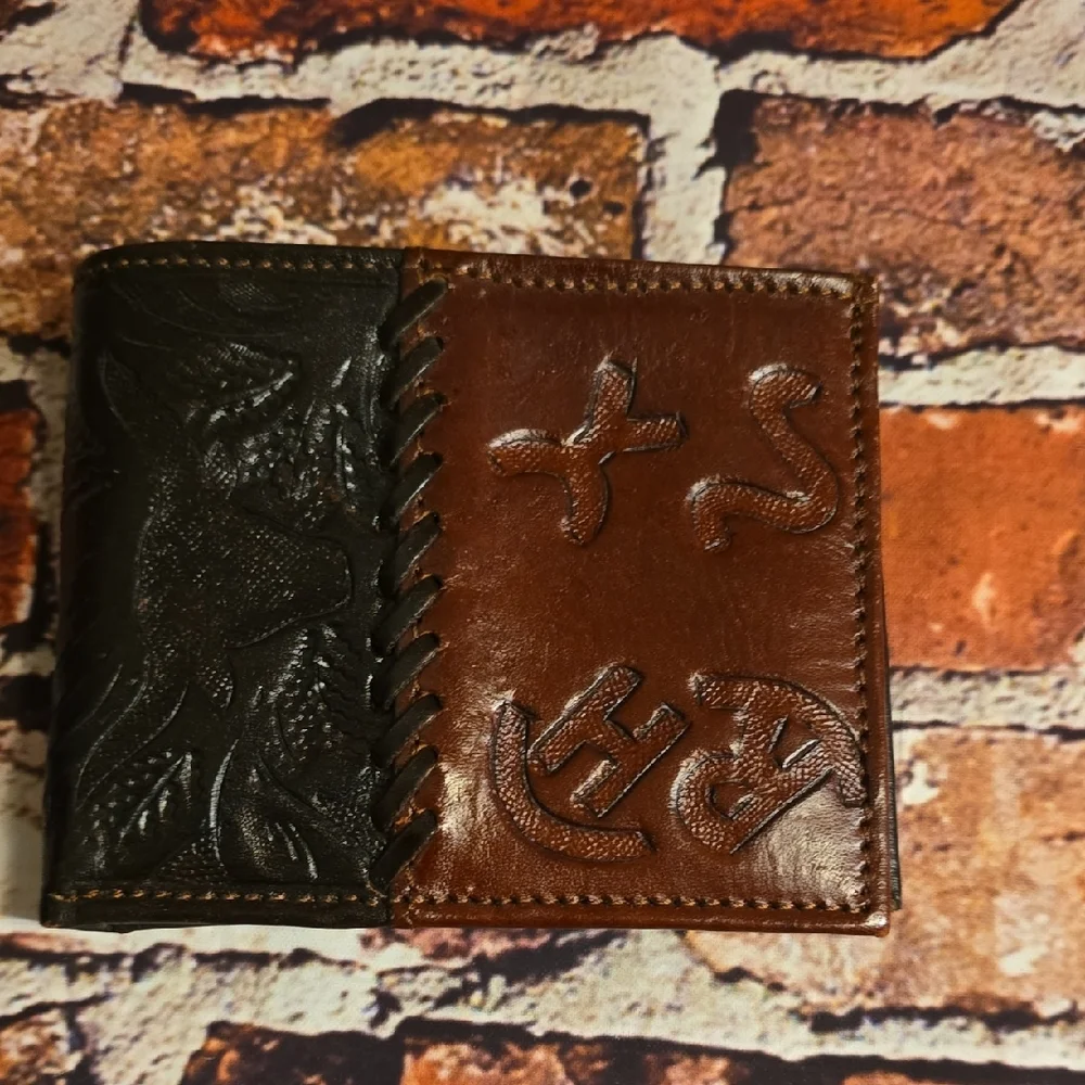 American West Black and Brown Leather Card Holder
